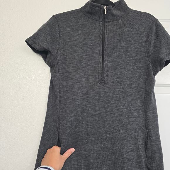 Women's  Quarter Zip Sweater Dress Gray Short Sleeve S Casual Winter Layering - Picture 2 of 9